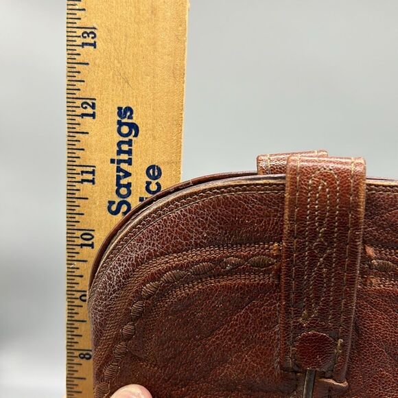 1883 by Lucchese Brown Leather Ostrich Mid Calf Boots - Picture 5 of 12